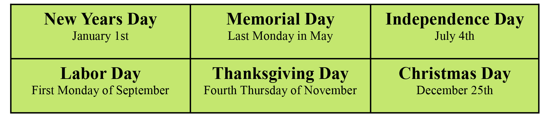HolidaySchedule